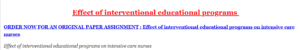 Effect of interventional educational programs 