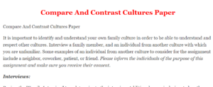 Compare And Contrast Cultures Paper