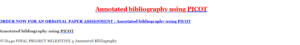 Annotated bibliography using PICOT