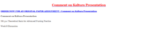 Comment on Kaltura Presentation