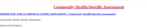 Community Health Specific Assessment