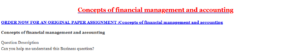 Concepts of financial management and accounting