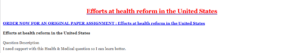Efforts at health reform in the United States