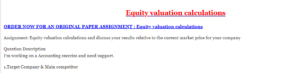 Equity valuation calculations
