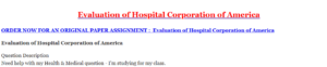 Evaluation of Hospital Corporation of America