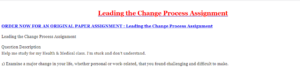 Leading the Change Process Assignment