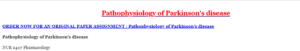 Pathophysiology of Parkinson’s disease