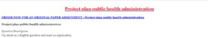 Project plan public health administration