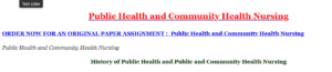 Public Health and Community Health Nursing
