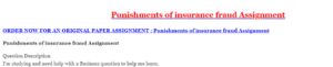 Punishments of insurance fraud Assignment