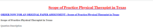 Scope of Practice Physical Therapist in Texas