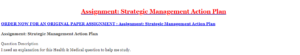 Strategic Management Action Plan