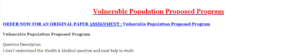 Vulnerable Population Proposed Program