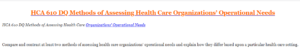 HCA 610 DQ Methods of Assessing Health Care Organizations’ Operational Needs