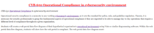 CYB-650 Operational Compliance in cybersecurity environment