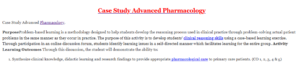 Case Study Advanced Pharmacology