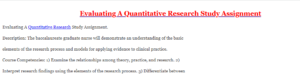 Evaluating A Quantitative Research Study Assignment