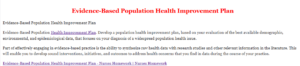Evidence-Based Population Health Improvement Plan