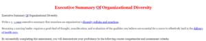 Executive Summary Of Organizational Diversity