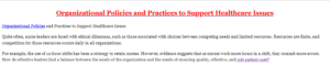 Organizational Policies and Practices to Support Healthcare Issues