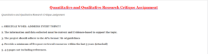 Quantitative and Qualitative Research Critique Assignment