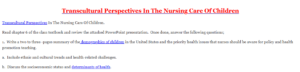 Transcultural Perspectives In The Nursing Care Of Children