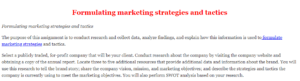 Formulating marketing strategies and tactics