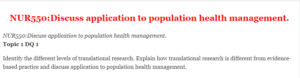 Discuss application to population health management.