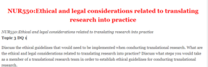 Ethical and legal considerations related to translating research into practice