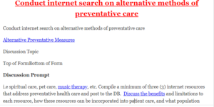 Conduct internet search on alternative methods of preventative care