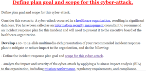 Define plan goal and scope for this cyber-attack.