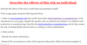 Describe the effects of this risk on individual 