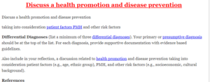Discuss a health promotion and disease prevention