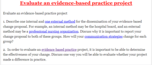 Evaluate an evidence-based practice project