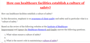 How can healthcare facilities establish a culture of safety