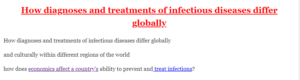 How diagnoses and treatments of infectious diseases differ globally