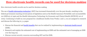 How electronic health records can be used for decision-making