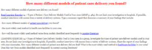 How many different models of patient care delivery you found