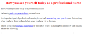 How you see yourself today as a professional nurse