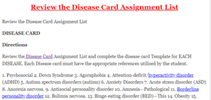 Review the Disease Card Assignment List