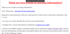 What are new trends in nursing informatics
