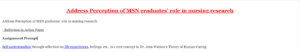 Address Perception of MSN graduates’ role in nursing research