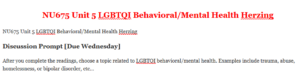 NU675 Unit 5 LGBTQI Behavioral/Mental Health Herzing