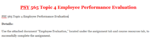 PSY 565 Topic 4 Employee Performance Evaluation