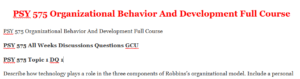 PSY 575 Organizational Behavior And Development Full Course