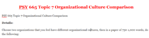 PSY 665 Topic 7 Organizational Culture Comparison