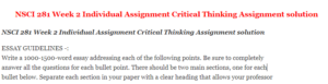 NSCI 281 Week 2 Individual Assignment Critical Thinking Assignment solution