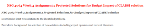 NSG 4064 Week 4 Assignment 2 Projected Solutions for Budget Impact of CLABSI solution