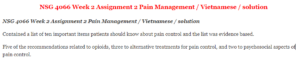 NSG 4066 Week 2 Assignment 2 Pain Management / Vietnamese / solution