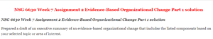 NSG 6630 Week 7 Assignment 2 Evidence-Based Organizational Change Part 1 solution
